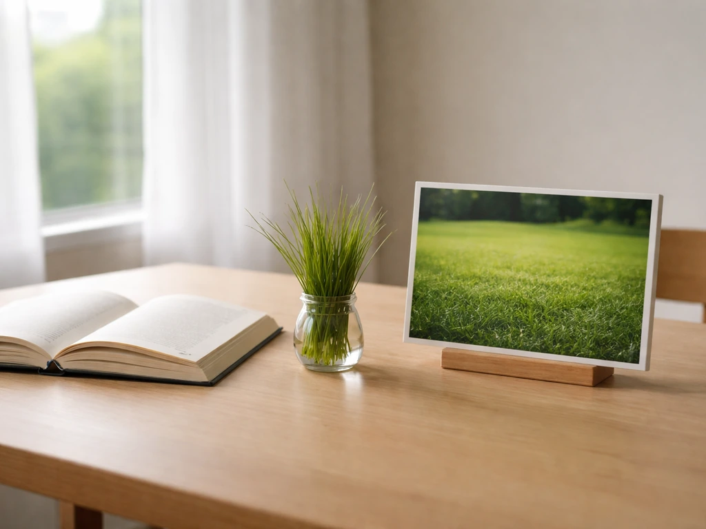 Open boek met grastint naast een foto van een gazon, als verwijzing van literatuur naar gras.