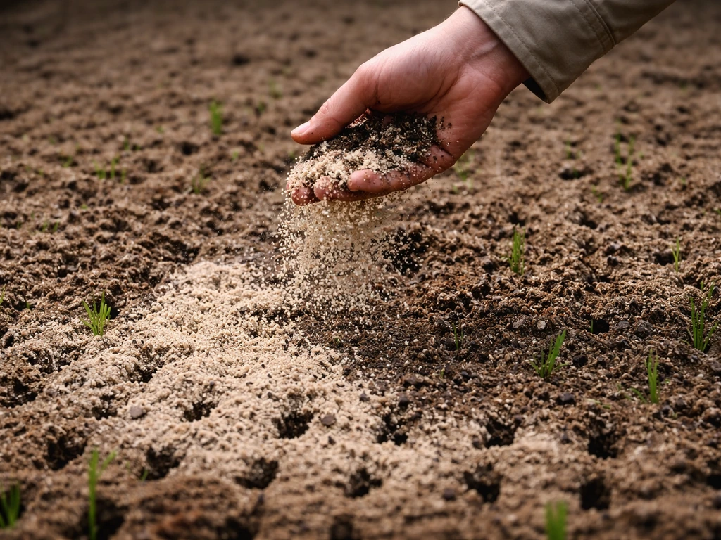 Tuinbodem na beluchten en verticutten met dunne laag scherp zand en compost als topdressing.